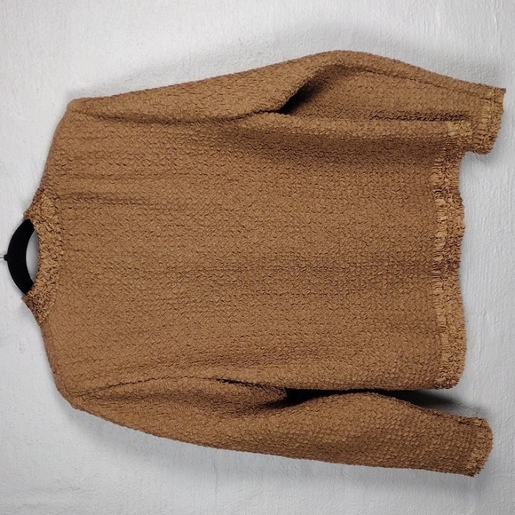 Dress Barn Copper Ruffle Textured Pointed Collar Long Sleeve Button Down Top - Picture 10 of 14